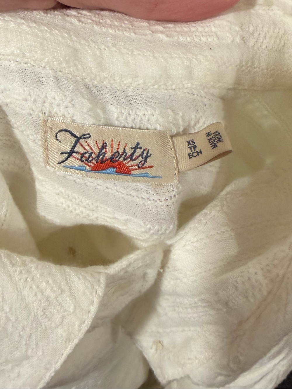 Faherty Egret Tonal Striped Long Sleeve Organic Cotton Popover Olli Top Sz. XS - Picture 6 of 6